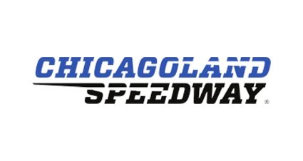 Chicagoland Speedway logo with the word ‘Chicagoland’ in bold blue uppercase letters above the word ‘Speedway’ in italic black lettering.